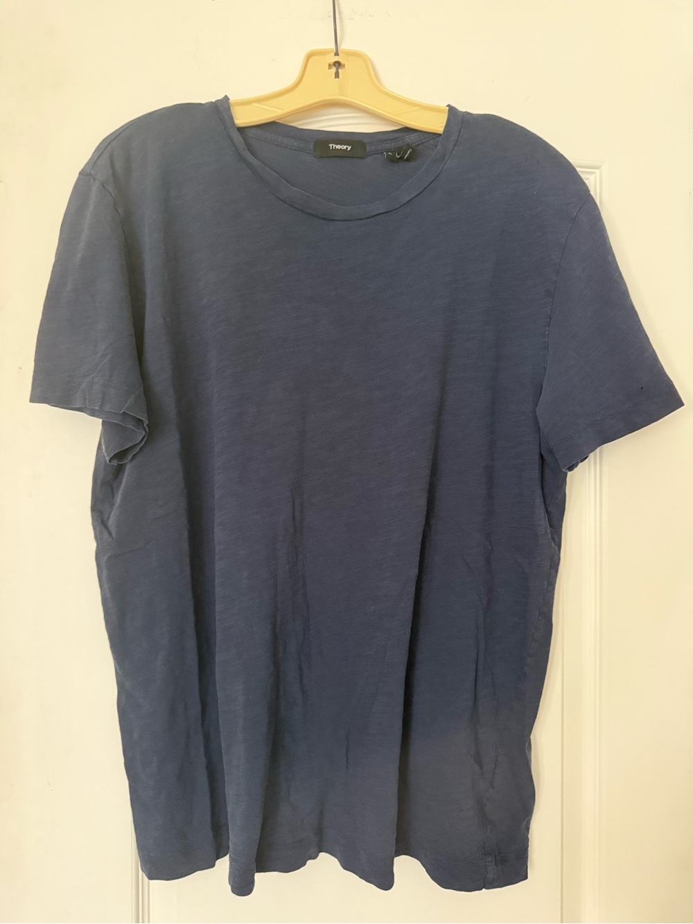 Theory Blue Soft Cotton Short Sleeve Crewneck Tee Made in Peru XL